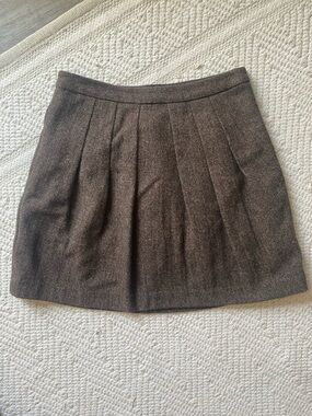 GAP Brown Tweed Pleated Mini Skirt